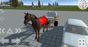 Лошадь с телегой в игре Симпл Кар Краш